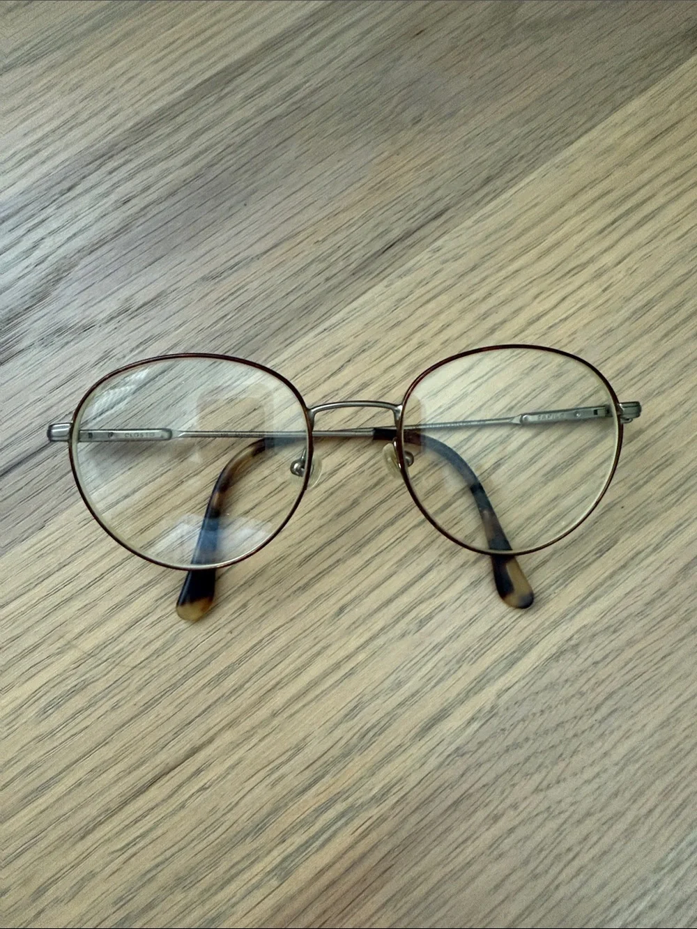 Vintage Safilo Gold-Tone and Tortoiseshell Wire Rimmed Round Glasses